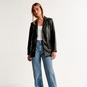 NWT • A&F • Vegan Leather Single-breasted Blazer • Size Medium